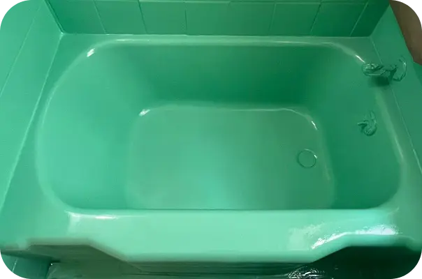 Green refinished bathtub in Home – stylish and unique color finish after bathtub reglazing